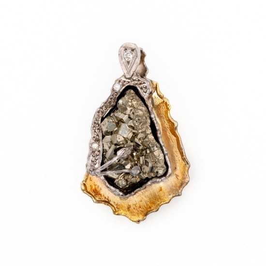 Εικόνα της Μεταγιόν από Χρυσό K14 και Ασήμι με Σιδηροπυρίτη