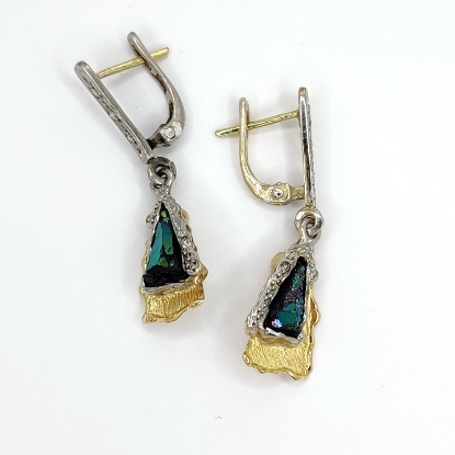 Εικόνα της Σκουλαρίκια από Χρυσό K14 και Ασήμι με Τιτανιούχο Χαλαζία