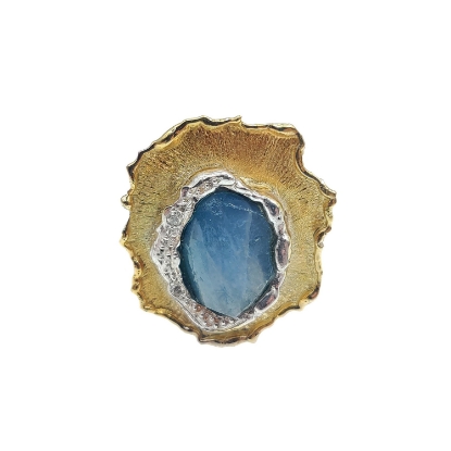 Εικόνα της Δαχτυλίδι από Χρυσό K14 και Ασήμι με Άκουαμαρίνα