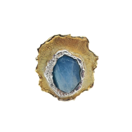 Εικόνα της Δαχτυλίδι από Χρυσό K14 και Ασήμι με Άκουαμαρίνα