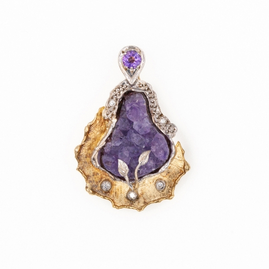 Εικόνα της Μεταγιόν από Χρυσό K14 και Ασήμι με Αμέθυστο