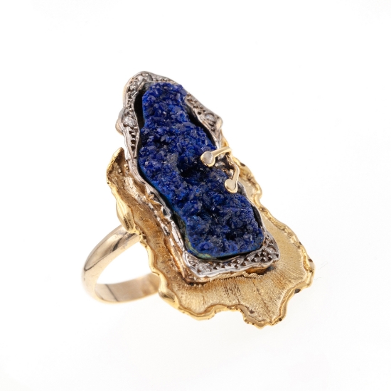 Εικόνα της Δαχτυλίδι από Χρυσό K14 και Ασήμι με Αζουρίτη