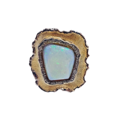 Εικόνα της Δαχτυλίδι από Χρυσό K14 και Ασήμι με Οπάλιο