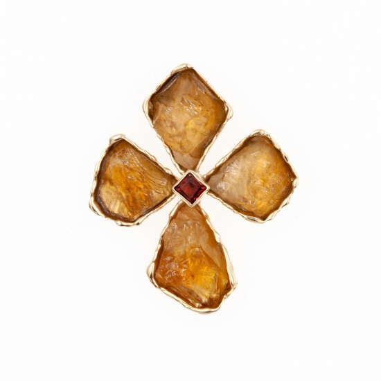 Εικόνα της Χρυσός K14 Σταυρός με Κιτρίνη
