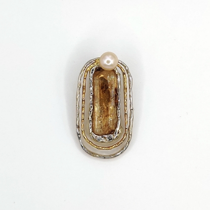 Εικόνα της Μεταγιόν από Χρυσό K14 και Ασήμι με Τουρμαλίνη και Μαργαριτάρι