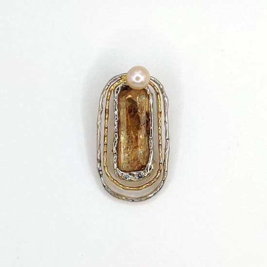Εικόνα της Μεταγιόν από Χρυσό K14 και Ασήμι με Τουρμαλίνη και Μαργαριτάρι