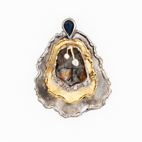 Εικόνα της Μεταγιόν από Χρυσό K14 και Ασήμι με Χαλαζία