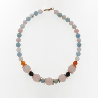 Εικόνα της Κολιέ με Άκουαμαρίνα / Ρόζ, Μπλέ και Λευκό Χαλαζία